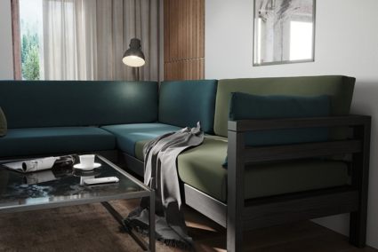 Диван Арско Домино угловой трехместный зеленый