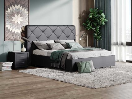 Кровать Сонум Manhattan Экокожа Коричневый (с основанием)