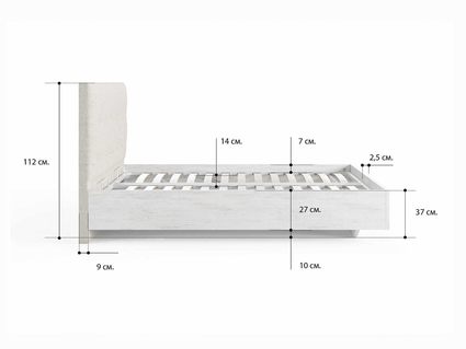 Кровать Сонум Vena Ясень Ориноко + Кашемир Латте (с подъемным механизмом) 200х190